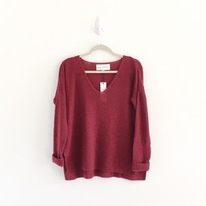 Cupcakes & Cashmere Red Cuffed Wool Sweater